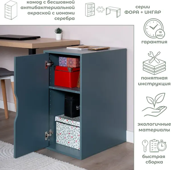 Изображение товара Тумба Mio Tesoro Ингар DV (серый/бирюзовый)
