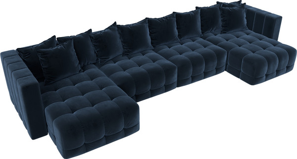 Изображение товара Диван П-образный Лига Диванов Лига-052 НПБ Лонг (велюр Tower 13 синий)