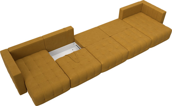 Изображение товара Диван П-образный Лига Диванов Лига-052 НПБ МегаЛонг (велюр Brut 10 желтый)
