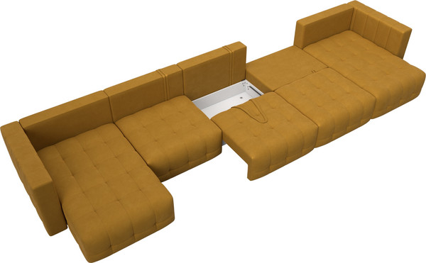 Изображение товара Диван П-образный Лига Диванов Лига-052 НПБ МегаЛонг (велюр Brut 10 желтый)