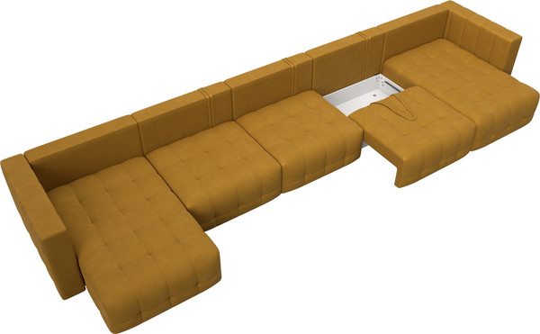 Изображение товара Диван П-образный Лига Диванов Лига-052 НПБ МегаЛонг (велюр Brut 10 желтый)