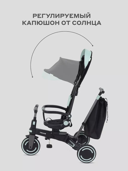 Изображение товара Трехколесный велосипед с ручкой MOWbaby Trixie MC055 (черный/зеленый)