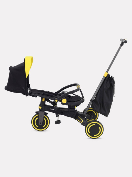 Изображение товара Трехколесный велосипед с ручкой MOWbaby Trixie MC055 (черный/желтый)