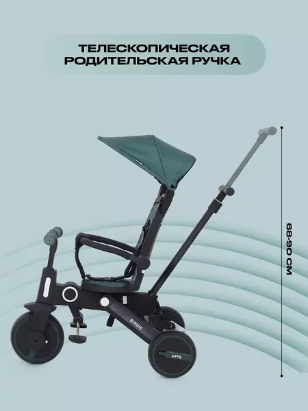 Изображение товара Трехколесный велосипед с ручкой Rant Birdie RB202 (оливковый)