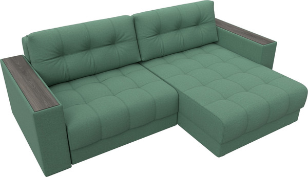 Изображение товара Диван угловой Лига Диванов Лига-049 НПБ универсальный с декором (рогожка амур 11 зеленый)
