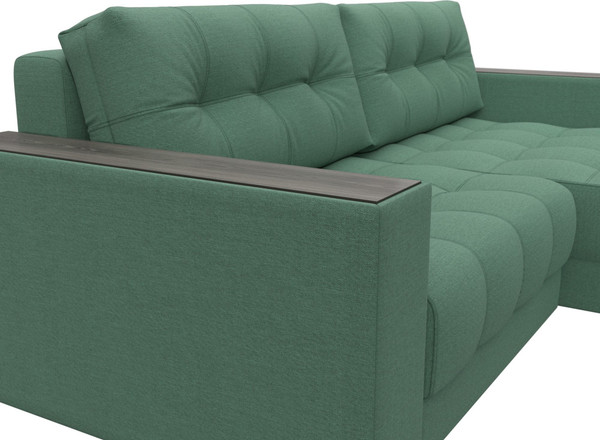 Изображение товара Диван угловой Лига Диванов Лига-049 НПБ универсальный с декором (рогожка амур 11 зеленый)