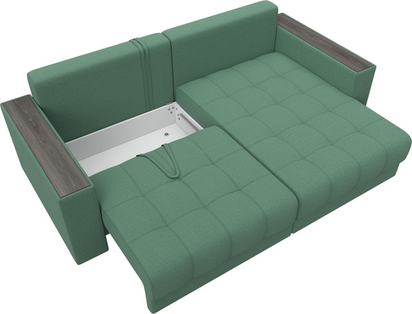 Изображение товара Диван угловой Лига Диванов Лига-049 НПБ универсальный с декором (рогожка амур 11 зеленый)