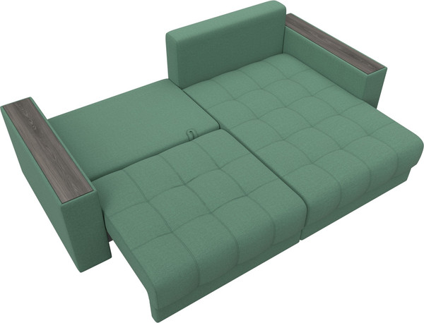 Изображение товара Диван угловой Лига Диванов Лига-049 НПБ универсальный с декором (рогожка амур 11 зеленый)