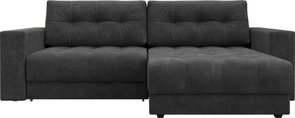 Изображение товара Диван угловой Лига Диванов Лига-049 НПБ универсальный с декором (велюр Brut 16 темно-серый)