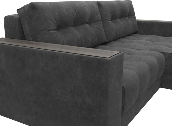 Изображение товара Диван угловой Лига Диванов Лига-049 НПБ универсальный с декором (велюр Brut 16 темно-серый)