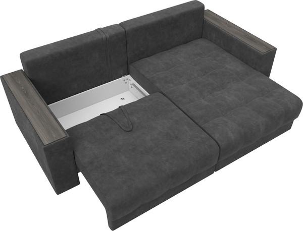 Изображение товара Диван угловой Лига Диванов Лига-049 НПБ универсальный с декором (велюр Brut 16 темно-серый)