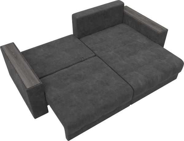 Изображение товара Диван угловой Лига Диванов Лига-049 НПБ универсальный с декором (велюр Brut 16 темно-серый)