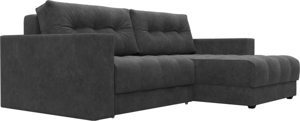 Изображение товара Диван угловой Лига Диванов Лига-049 НПБ универсальный с декором (велюр Brut 16 темно-серый)