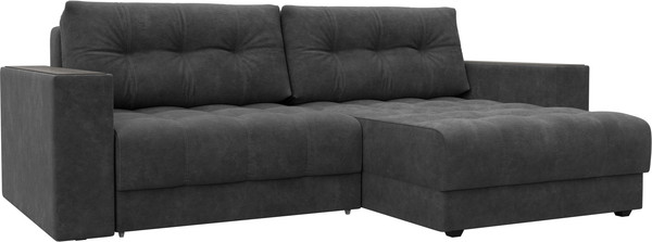 Изображение товара Диван угловой Лига Диванов Лига-049 НПБ универсальный с декором (велюр Brut 16 темно-серый)