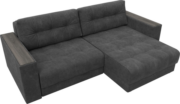 Изображение товара Диван угловой Лига Диванов Лига-049 НПБ универсальный с декором (велюр Brut 16 темно-серый)