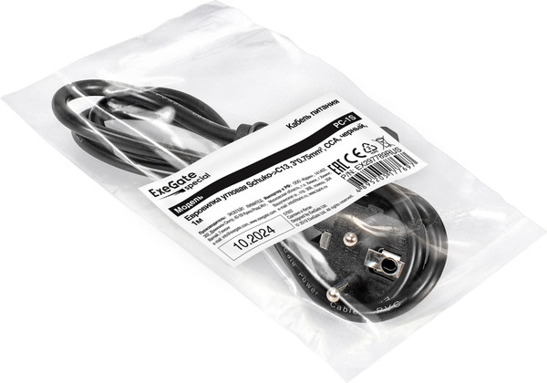 Изображение товара Кабель ExeGate Power PC-1S-Schuko / EX297789RUS (1м)