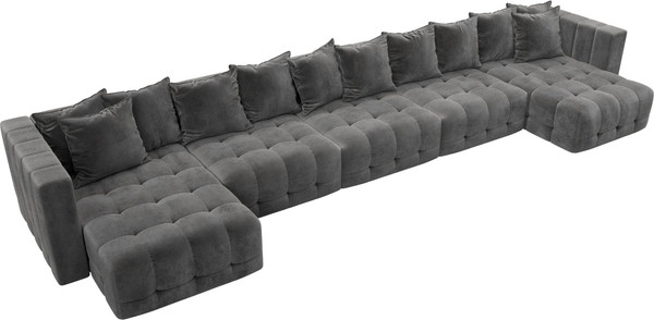 Изображение товара Диван П-образный Лига Диванов Лига-052 НПБ МегаЛонг (велюр Tower 10 серый)