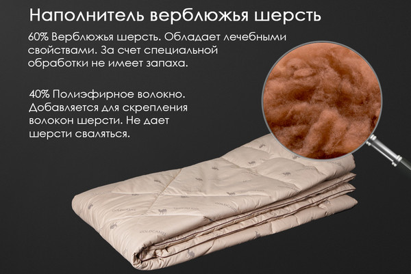 Изображение товара Одеяло Реноме 2сп Тик 80/20 14/052н 172x205 (верблюжья шерсть, 300)