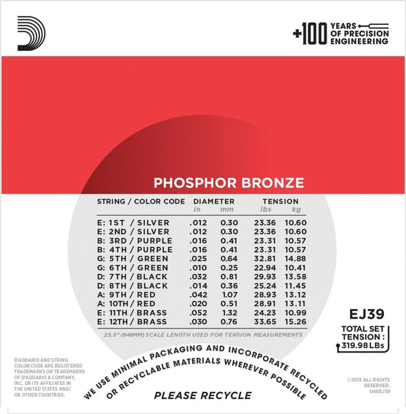 Струны для акустической гитары D'Addario EJ-39 — фото 6