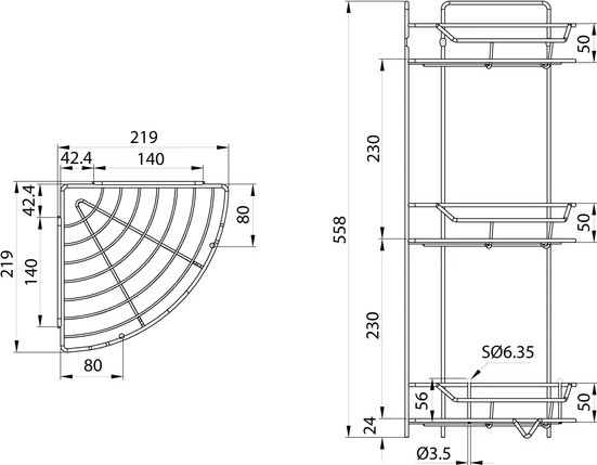 Изображение товара Полка для ванной Milardo Grid GRICC3BM44