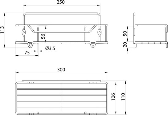 Изображение товара Полка для ванной Milardo Grid GRICS1BM44