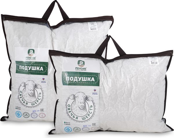 Изображение товара Подушка для сна Реноме 50x70 42/023н (овечья шерсть, х/ф тк поплин)