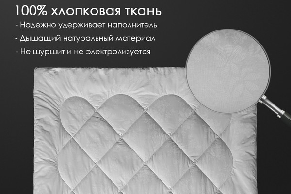 Изображение товара Одеяло Реноме Евро Поплин белый 14/254н 200x220 (бамбук, 300)