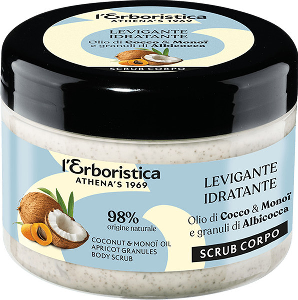 Изображение товара Скраб для тела L'Erboristica с кокосовым маслом и монои, с абрикосовыми косточками (200мл)