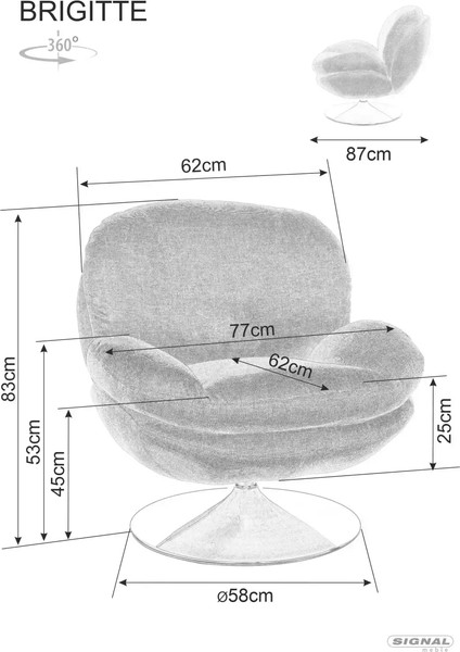 Изображение товара Кресло мягкое Signal Brigitte (Brego 18 серый/хром)