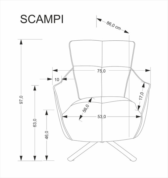 Изображение товара Кресло мягкое Halmar Scampi (серый)