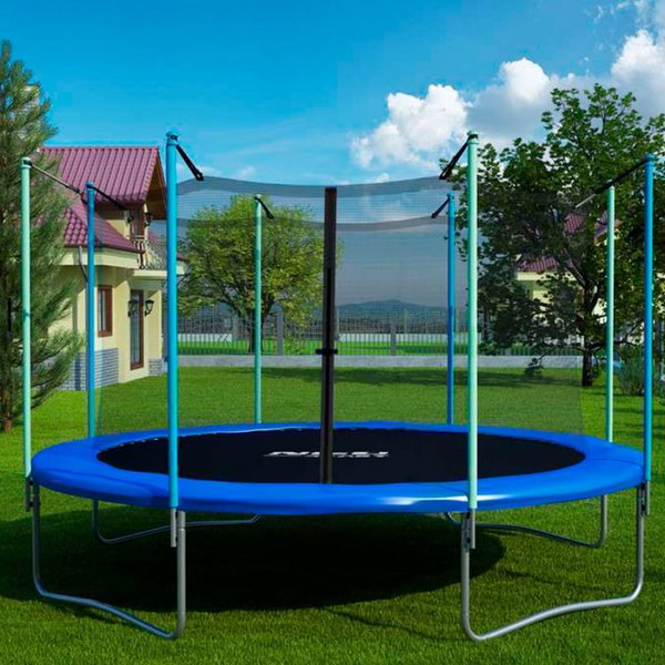 Изображение товара Батут Atlas Sport 374см 12ft с внутренней сеткой и лестницей (синий)