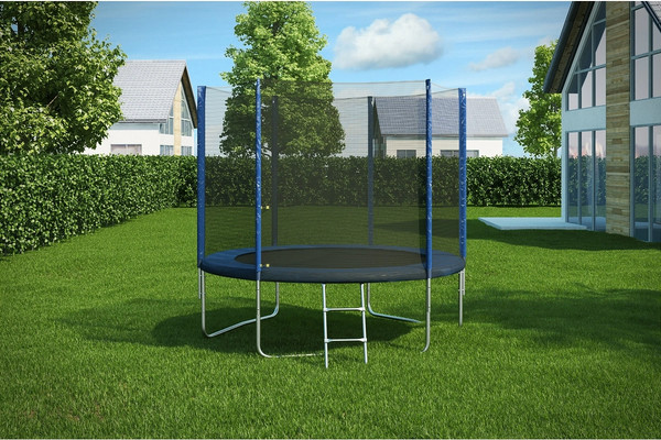 Изображение товара Батут Atlas Sport Basic 312см - 10ft с внешней сеткой и лестницей (синий, 3 ноги)