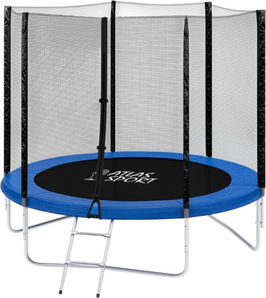 Изображение товара Батут Atlas Sport Basic 312см - 10ft с внешней сеткой и лестницей (синий, 3 ноги)