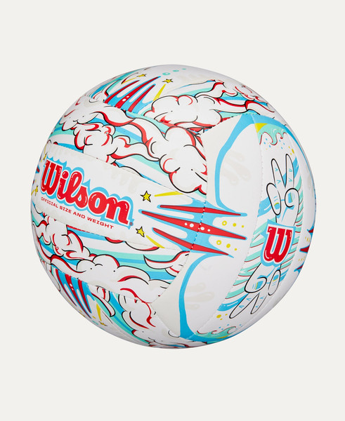 Изображение товара Мяч волейбольный Wilson Graffiti Peace Vb New / WV4008302XBOF (белый/синий)