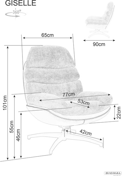 Изображение товара Кресло мягкое Signal Giselle (черный/черный/черный матовый)