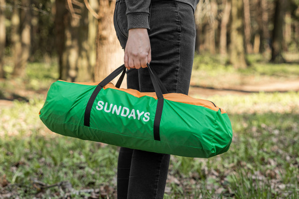 Изображение товара Палатка Sundays ZC-TT009-3P v2 (зеленый/желтый со спальным мешком ZC-SB001 синий)