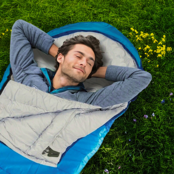 Изображение товара Спальный мешок Coyote Baring ZC-SB022 (синий с туристическим ковриком IR97509A голубой)