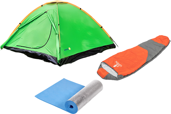 Изображение товара Палатка Sundays GC-TT003 со спальным мешком и туристическим ковриком (зеленый/желтый)