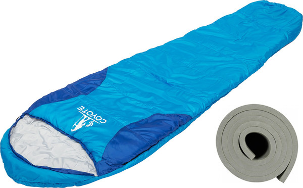 Изображение товара Спальный мешок Coyote Baring ZC-SB022 (синий с туристическим ковриком Foal 1.2см хаки)