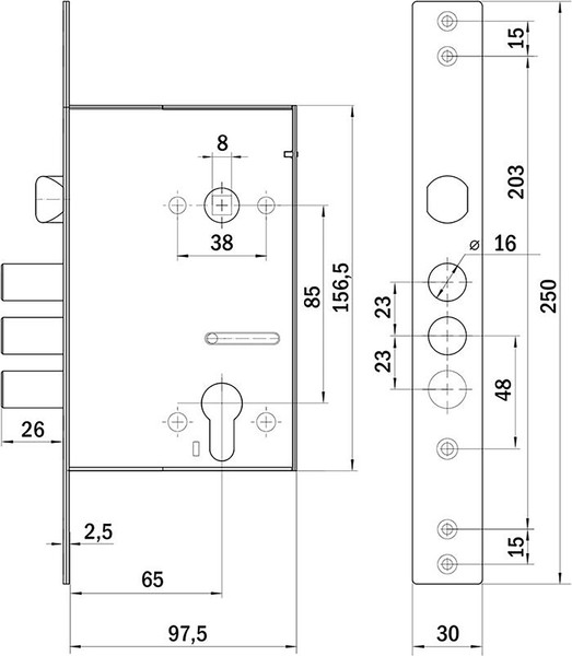 Изображение товара Замок врезной VELA V62