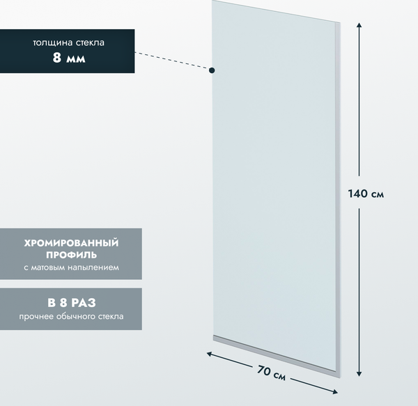 Изображение товара Стеклянная шторка для ванны Benetto BEN-403-SL-C 700