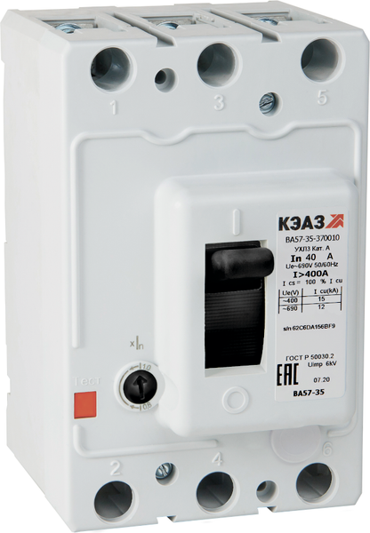 Изображение товара Выключатель автоматический КЭАЗ ВА57-35-370010-31.5А-320-690AC-УХЛ3 / 293565