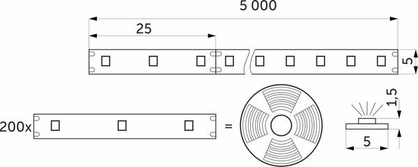 Изображение товара Светодиодная лента AKS 4.8 W/m (5м, холодный белый)