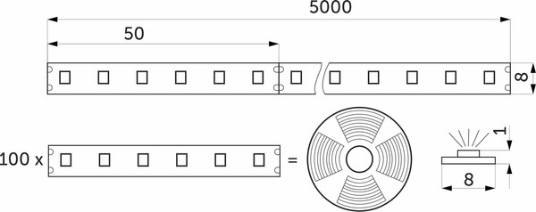 Изображение товара Светодиодная лента AKS 9.6W/m (5м, холодный белый)