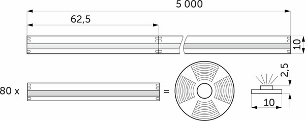 Изображение товара Светодиодная лента AKS COB RGB SPI 13 W/m (5м, бегущий огонь)