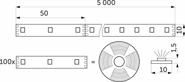 Изображение товара Светодиодная лента AKS RGB SPI Бегущий огонь 10 W/m (5м, цветная)