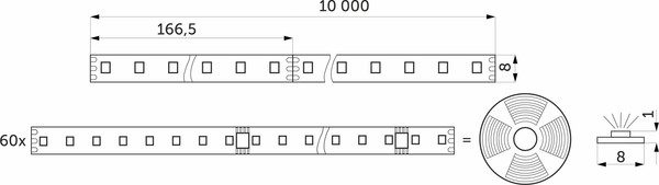 Изображение товара Светодиодная лента AKS SPI бегущий огонь 12 W/m (10м, нейтральный белый)