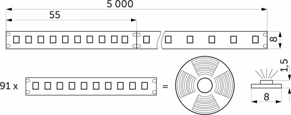 Изображение товара Светодиодная лента AKS Двухцветная CCT 14.4 W/m (5м, теплый белый/холодный белый)