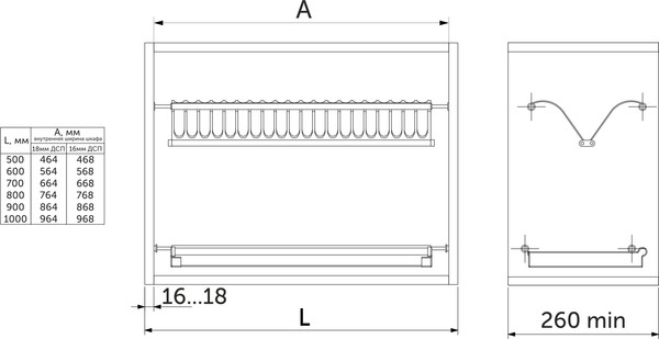 Изображение товара Сушилка для посуды встраиваемая AKS 500 Inox