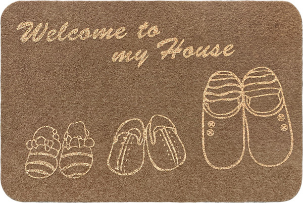 Изображение товара Коврик грязезащитный ComeForte Велюр Тапочки (40x60, бежевый)